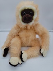 Aurora Tan Fluffy Gibbon Monkey Sitting 13″ Plush Realistic Animal Toy Jungle