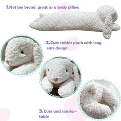 Hofun4U Rabbit Plush Pillow, Stuffed Animal, 47 inch, White