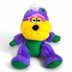 Toys Division Plush Stuffed Animal Purple Color Block Plastic Eyes Vintage 6″