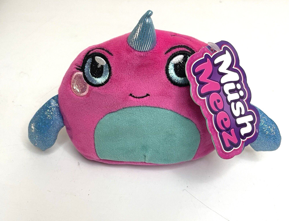 Mush Meez Squeezy Moldable Stuffed Plush Natalie Narwhal 6″ Pink