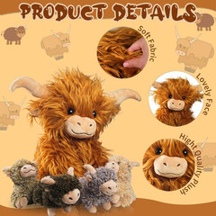 5 Pcs Highland Cow Stuffed Animals with Babies Inside, 14″ Large Mommy Stuffed H