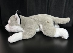 FAO Schwarz: Husky Dog Plushy, 15″ Floppy White Gray Puppy, Used Adopt-A-Pet