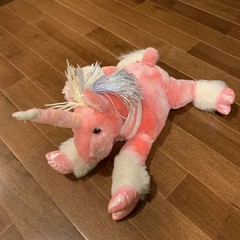 Y2K ToysRUs Animal Alley Darla Hot Pink Rainbow Iridescent UNICORN Plush Toy