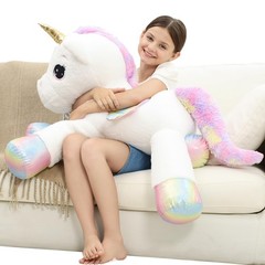 FFxiong 44 Inch Giant Unicorn Stuffed Animal Pillow, 44inch, White 44inch