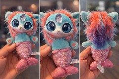 Wild Republic Mermaid Cat Plush Toy Small Blue Pink Sparkly Big Eyes