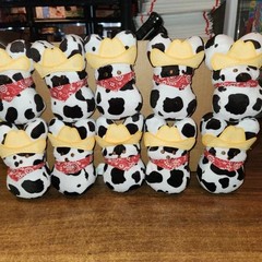 Lot of 10 NEW Peeps Bunny Cow Print Yellow Cowboy Hat Red Bandana 5″ Plush Farm