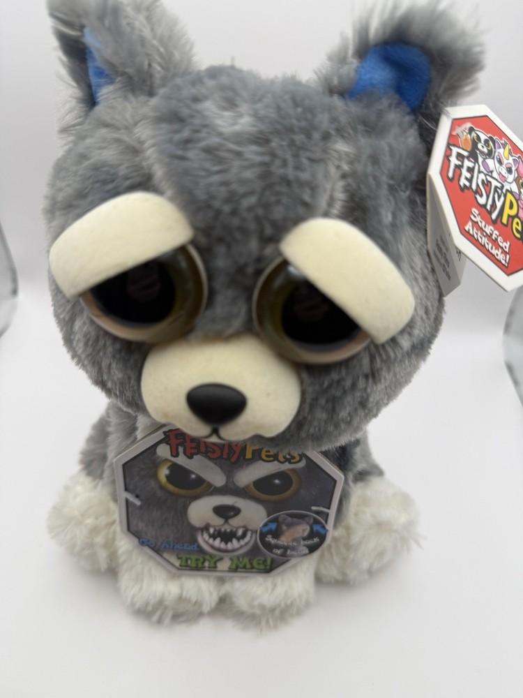 Feisty Pets Gray Wolf Werewolf Plush Stuffed Animal W Tags Working 8”