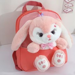 Cute Pink Bunny Plush Backpack Detachable Rabbit Stuffed Toy Toddler Kids School
