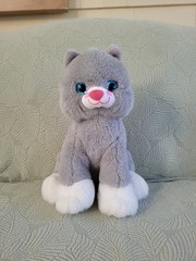 Kitten Cat Plush 11″ Gray White w/ Blue Glitter Eyes #324072 Redemption Plus