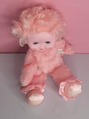Wonder Whims Vintage Pink Doll Raindrop Plush 16″ Retro 80s Vinyl Face