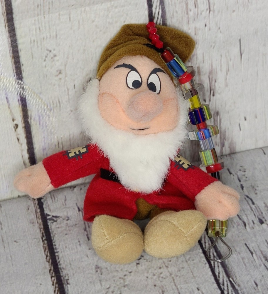 5″ Mini Disney “Grumpy” Dwarf Beanbag Plush w/ Cellphone Strap Beads Snow White