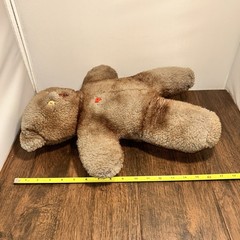 Button Face & Heart Therapy Autism Plush Bear 17” Inch Vintage