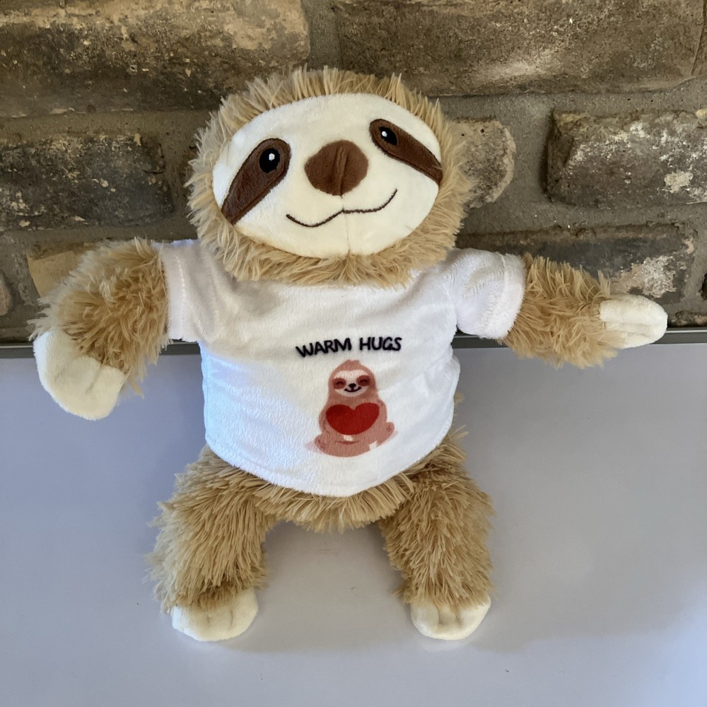 Weighted 1.5 Lb. Baby Sloth Light Brown W/warm Hugs White T-Shirt 9.5”