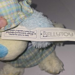 Kellytoy Blue & Cream Puppy Dog Plush Plaid Dress And Hat W/Tag 2008 12″