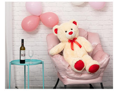 WENMOTDY Giant Teddy Bear Plush 36in Stuffed Animal Red Ribbon Gift for Kids