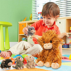 5 Pcs Highland Cow Stuffed Animals with Babies Inside, 14″ Large Mommy Stuffed H