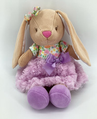 Baby Starters Bunny Rabbit Plush Purple Swirl Dress Floral Satin Ears Lovey 2023