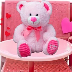 Pink Teddy Bear Stuffed Animal Pink Plush Toy Hearts 11″ Soft Cuddly Kids Gift
