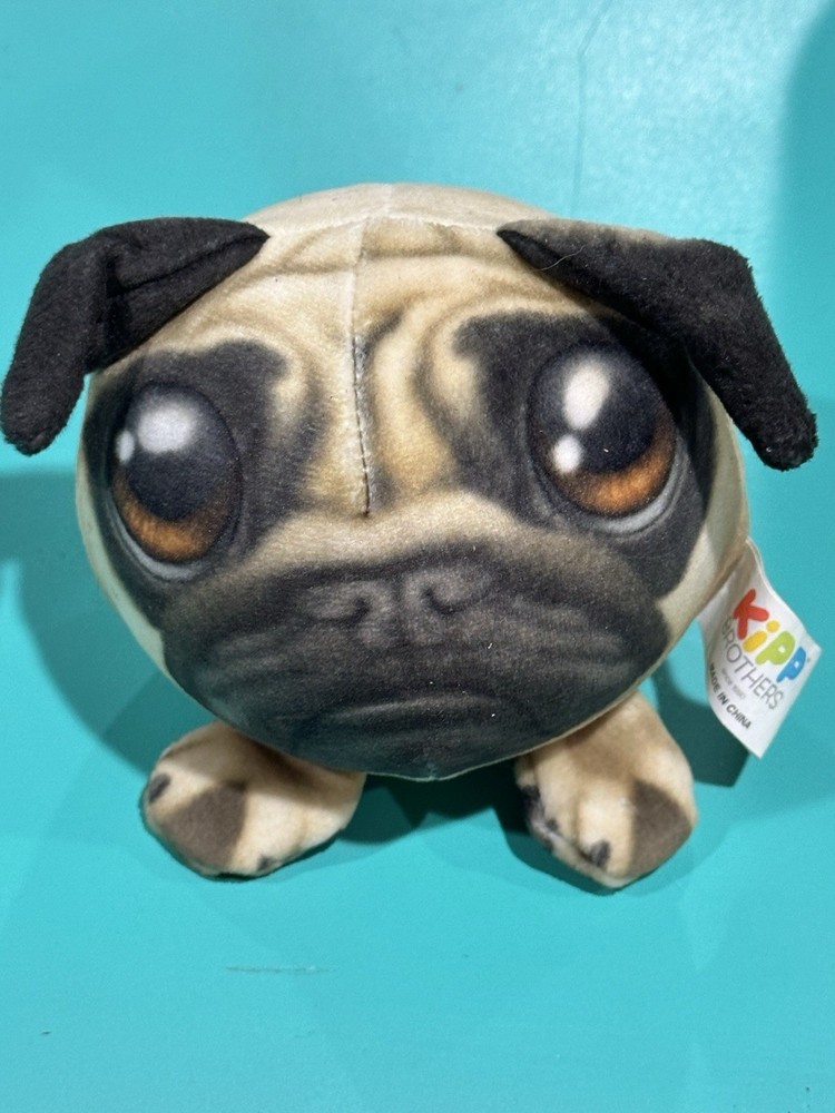 Kipp Brothers Fuzzy Tizzy Head Pug. Plush Stuffed And Squishy Animal Toy