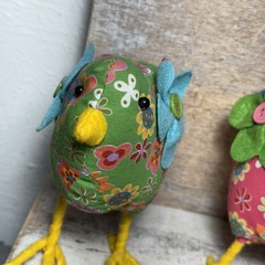 Lot of 3 VINTAGE Unbranded Floral Chickens Stuffed Plush ASSORTED Fabric Set