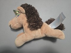 Afro Unicorn Plush Lying Down Brown w/ Green Horn by Dan Dee 10″