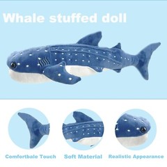 48inch Whale Shark Stuffed Animal Kids Whale Shark Plush Pillow Toy Giant Rea…