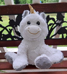 Spark Create Imagine 11 inch Unicorn Rattle Crinkle Feet White Gold Horn Toy