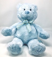 Russ Baby Berrie Blue “My First Teddy” Soft Plush Bear w/ Sewn Eyes & Bow 16 in