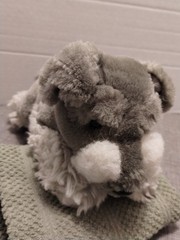 FAO Schwarz Plush Schnauzer Stuffed Animal Dog Beanbag Gray Laying 11″