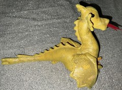 Yellow Dragon Plush 5” * 9” ( Tag Removed) Shimmer Ty? Vtg See Pics