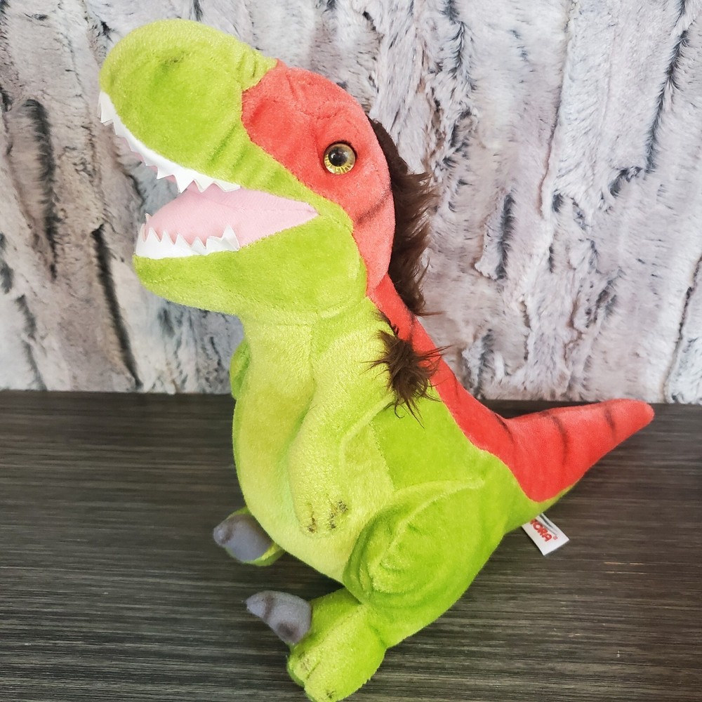 Aurora Velociraptor Dinosaur Plush 10″ Orange Green Brown Stuffed Animal READ