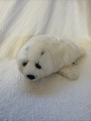 Vintage 1991 Fiesta Realistic Adorable 12 Inch White Harp Seal Pup Plush
