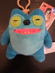 Fuggler Greedy Grinner Key Ring Plush 5 Inch Toy Creepy Teeth Gray Button