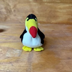 CAP Tucan Parrot Plush Beanie Stuffed Animal Black Yellow Red 8 Inches Preowned