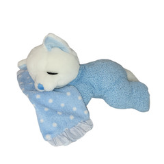 Russ Baby Plush Sweet Dreams Kitty Cat Blue White Sherpa Rattle Lovey 21740 9″
