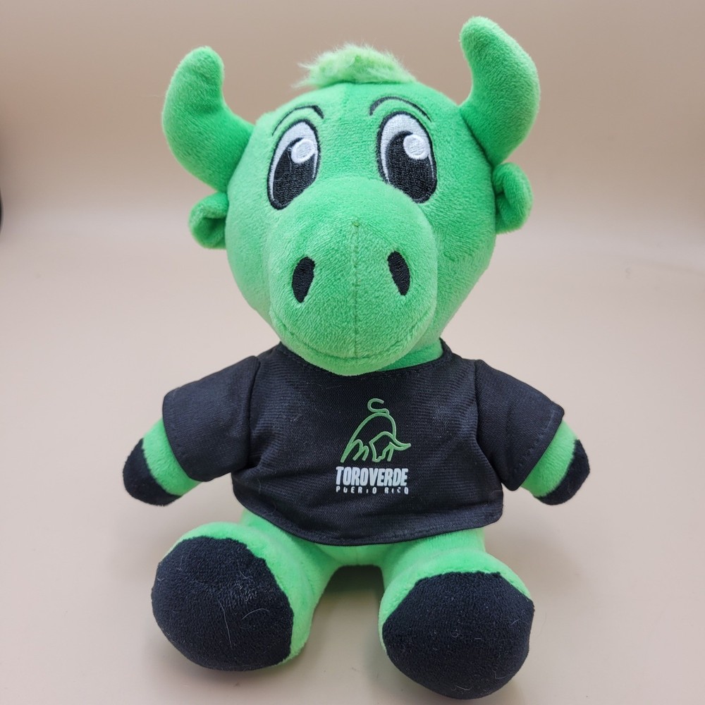 Toro Verde Puerto Rico Green Bull Plush Mascot Stuffed Animal Souvenir 7in