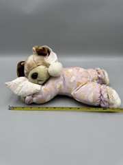 Vintage Walmart Lovable Huggable Puppy Sleeping Plush Purple PJS Pillow & Sound