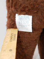 Vintage Dollcraft Industries Teddy Bear Brown With Yellow Ribbon 19”