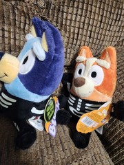 Dandee Bluey Bingo Skeleton Plush Glow In The Dark 8in 2 Lot