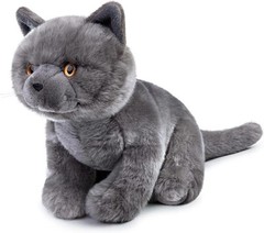 Lifelike British Shorthair Cat Plush Stuffed Animal Toy Cat Doll 32cm