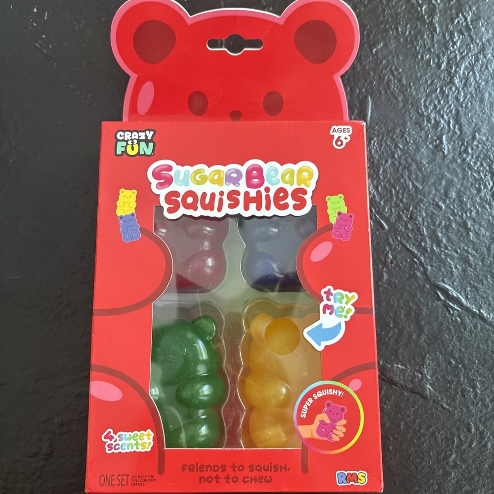 Crazy Fun Sugar Bear Squishies Set 4-Pack New In Box Scented Gummy squishy