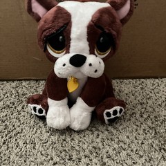 Rescue Pets Interactive Boxer Brown White Puppy Dog 10″ Sitting Plush Yellow Tag
