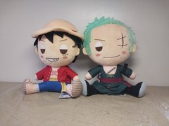 One Piece Standard Plush 12 inch Zoro/Luffy Sitting Style Round1 Exclusive NWT