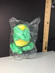 VTG. Green Frog Plush Stuffed Animal Toy 6″ Long Factory Sealed Bag Promotional
