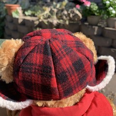 Eddie Bauer Gund 16″ Plush Bear w/Red Vest & Plaid Hunter Cap Outdoor Wilderness