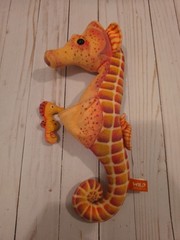 Wild Republic Plush 13″ Seahorse Orange Pink 1 Baby Seahorses Pouch Stuffed Toy