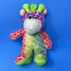 Kellytoy Rainbow Giraffe Plush Stuffed Animal Zoo 15in. Toy 2017 Neon Multicolor
