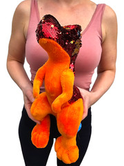 15″ T-Rex Dinosaur – Reversible Sequins – Orange, Red, Gold