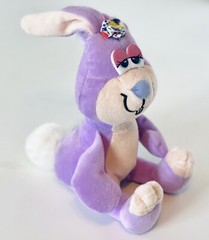 Vtg 80s Purple Easter Bunny Rabbit Pull String Tail Vibrating Plush Stuffed Toy