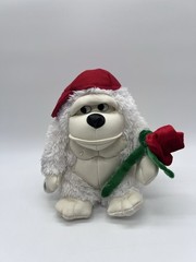 Dan Dee GORILLA VALENTINES White Red Cap Red Rose Plush 7”